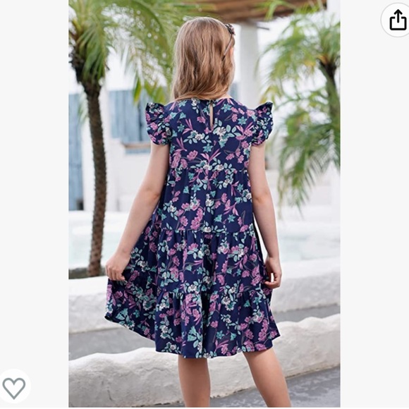 Goryla Girls Floral Print Flutter Sleeve Dress, size 6 - Picture 6 of 8